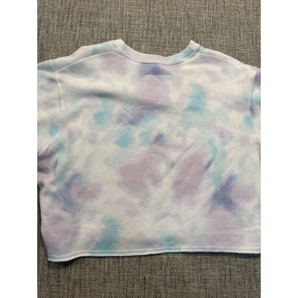 Hollister Womens Sweatshirt XSmall Pink White‎ Blue Jumper Cropped Tie Dye - Picture 11 of 12